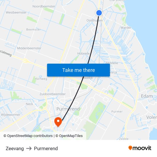 Zeevang to Purmerend map