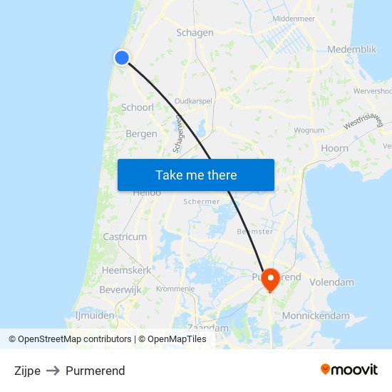 Zijpe to Purmerend map