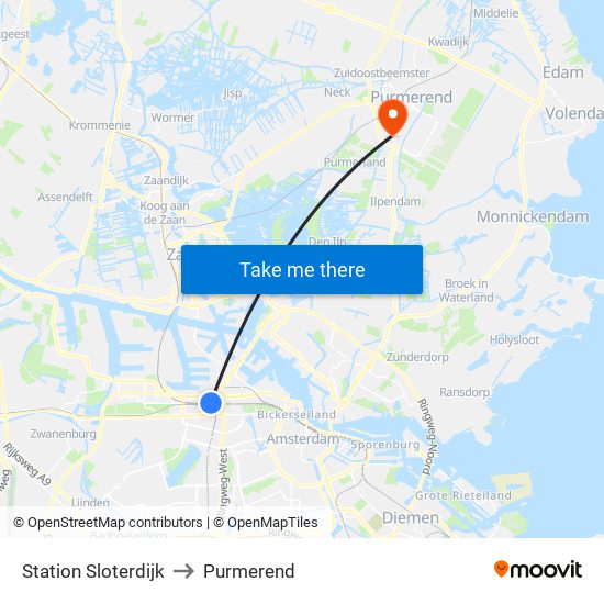 Station Sloterdijk to Purmerend map