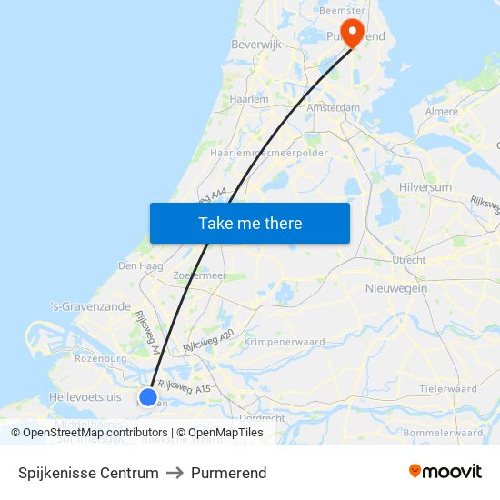 Spijkenisse Centrum to Purmerend map