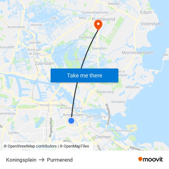 Koningsplein to Purmerend map