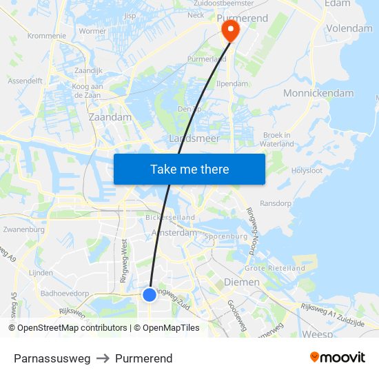 Parnassusweg to Purmerend map