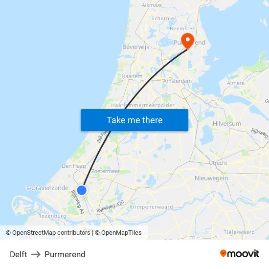 Delft to Purmerend map