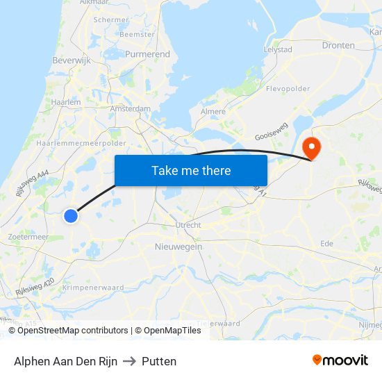 Alphen Aan Den Rijn to Putten map