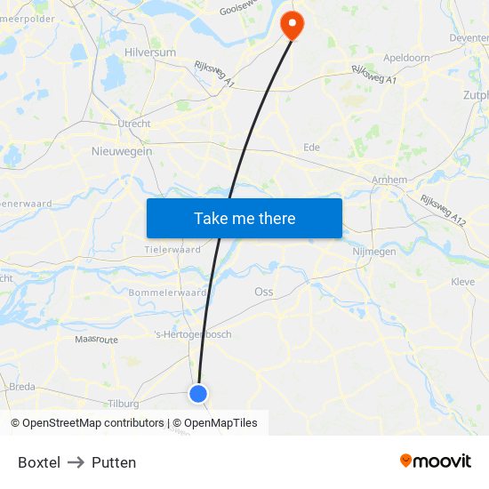 Boxtel to Putten map