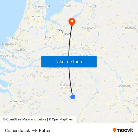 Cranendonck to Putten map