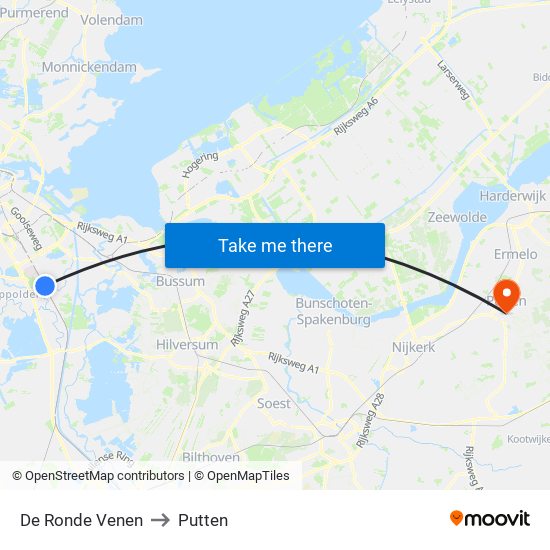 De Ronde Venen to Putten map