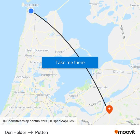 Den Helder to Putten map