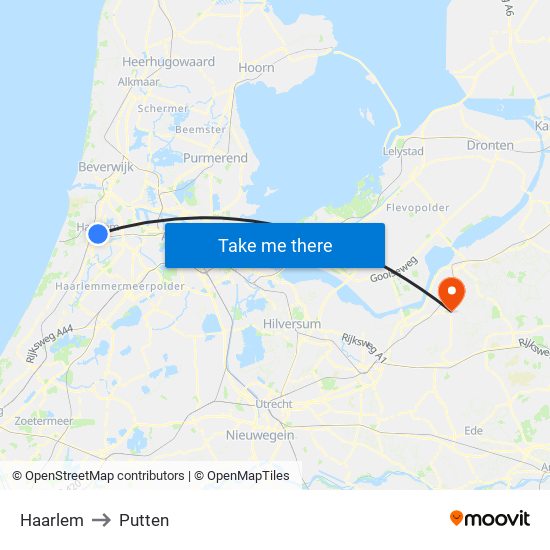 Haarlem to Putten map