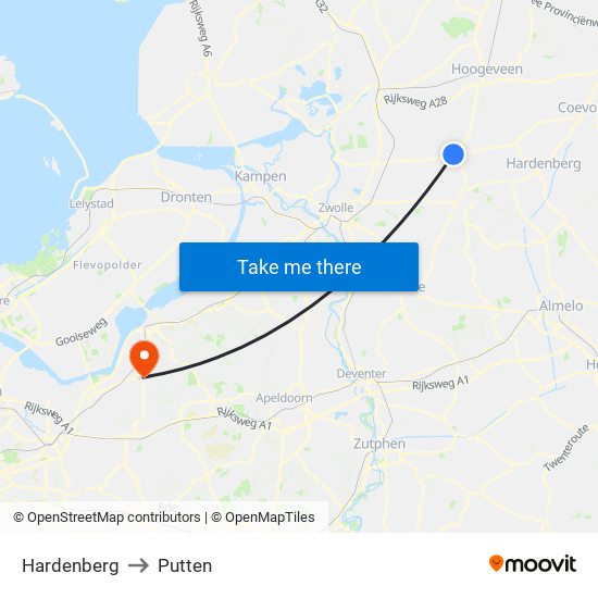 Hardenberg to Putten map