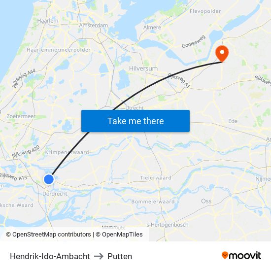 Hendrik-Ido-Ambacht to Putten map