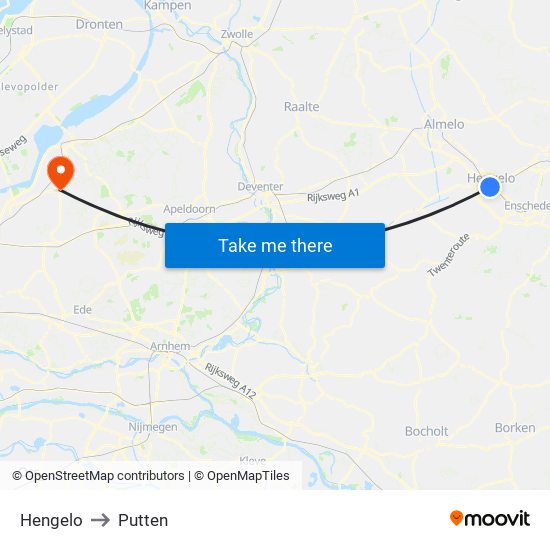 Hengelo to Putten map