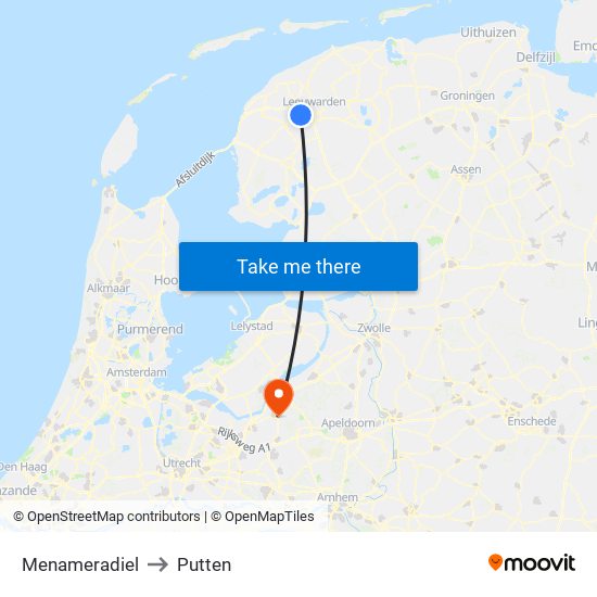 Menameradiel to Putten map