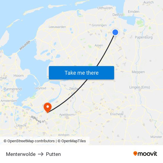 Menterwolde to Putten map