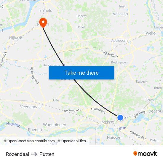 Rozendaal to Putten map