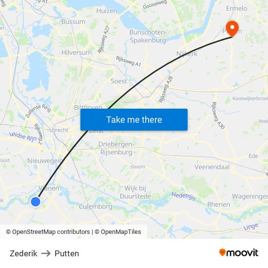 Zederik to Putten map