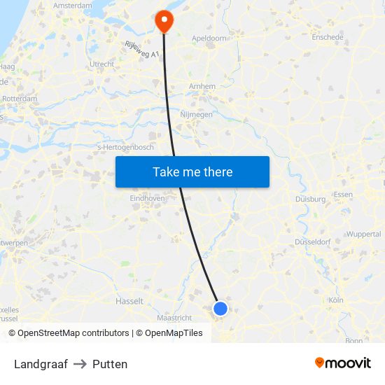 Landgraaf to Putten map