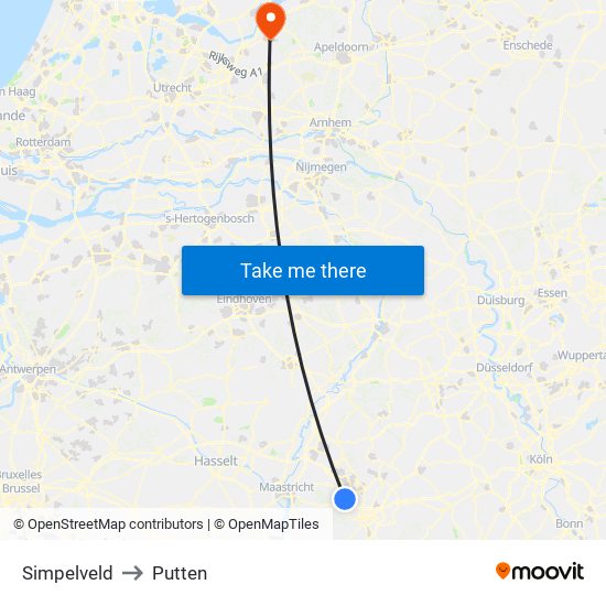 Simpelveld to Putten map