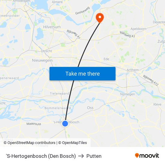 'S-Hertogenbosch (Den Bosch) to Putten map