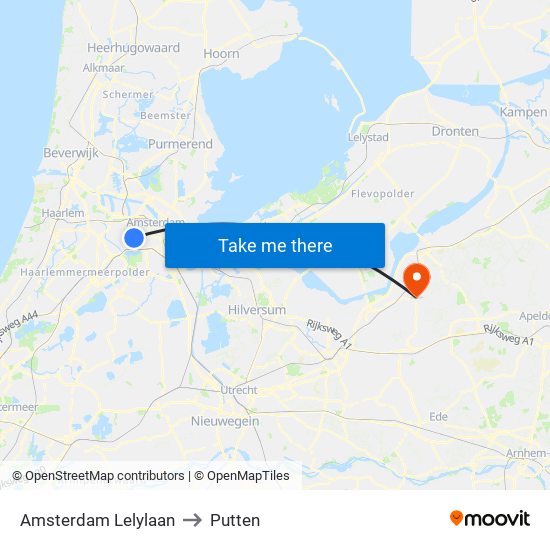 Amsterdam Lelylaan to Putten map