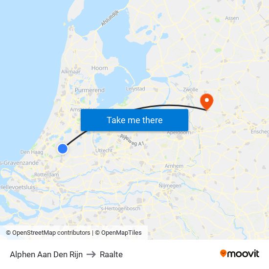 Alphen Aan Den Rijn to Raalte map