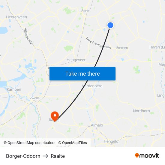 Borger-Odoorn to Raalte map