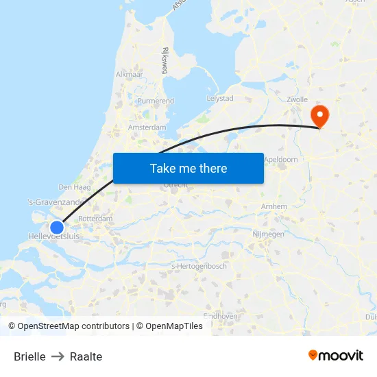 Brielle to Raalte map
