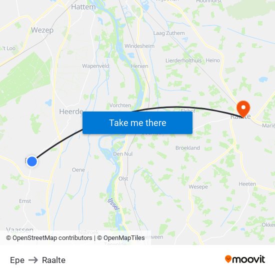 Epe to Raalte map