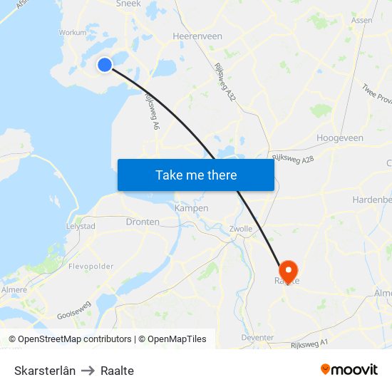 Skarsterlân to Raalte map