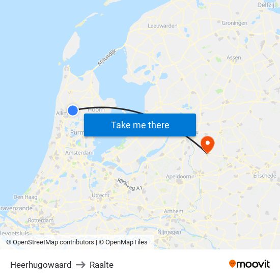 Heerhugowaard to Raalte map