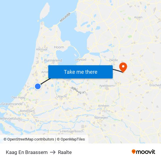 Kaag En Braassem to Raalte map