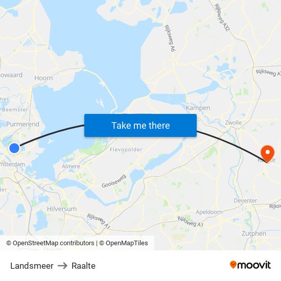 Landsmeer to Raalte map