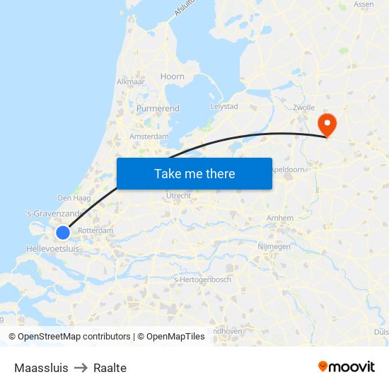 Maassluis to Raalte map