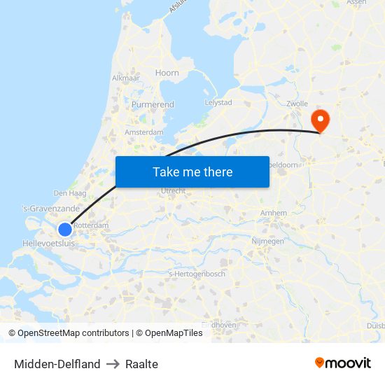 Midden-Delfland to Raalte map