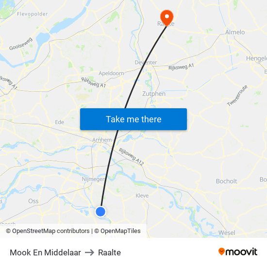 Mook En Middelaar to Raalte map