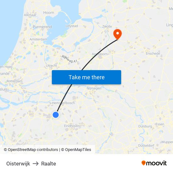 Oisterwijk to Raalte map
