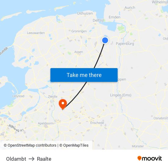 Oldambt to Raalte map