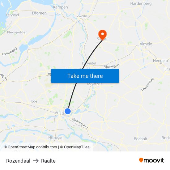 Rozendaal to Raalte map