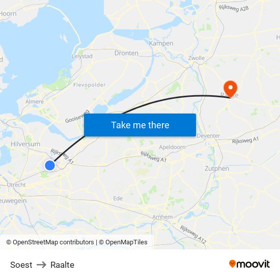 Soest to Raalte map