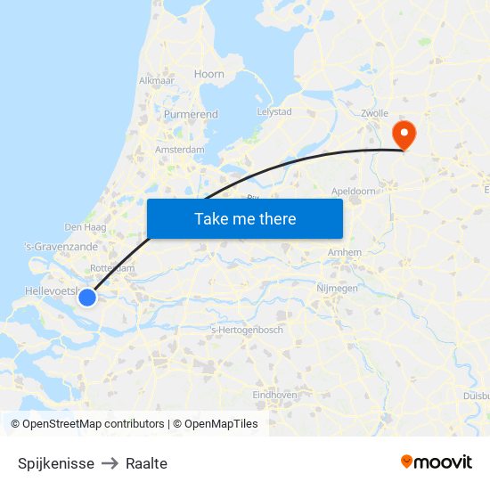 Spijkenisse to Raalte map