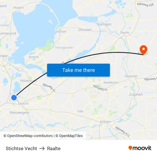 Stichtse Vecht to Raalte map