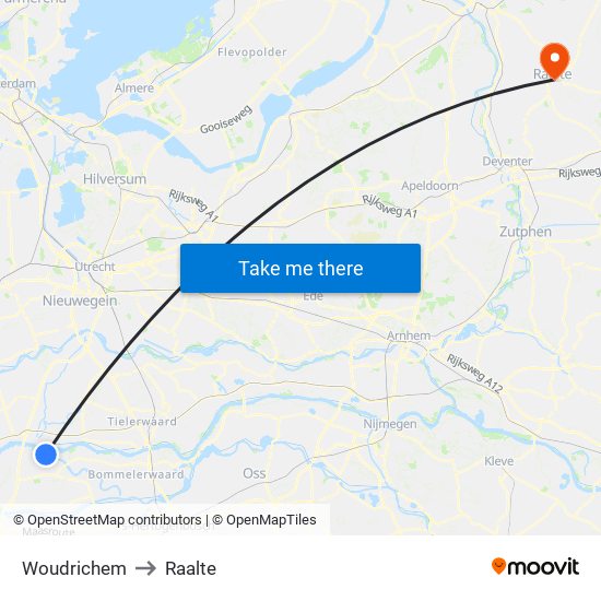 Woudrichem to Raalte map