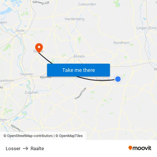 Losser to Raalte map