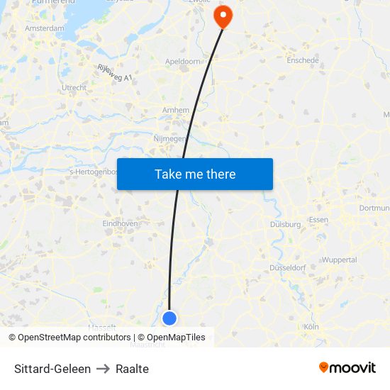 Sittard-Geleen to Raalte map