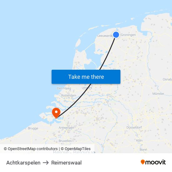 Achtkarspelen to Reimerswaal map