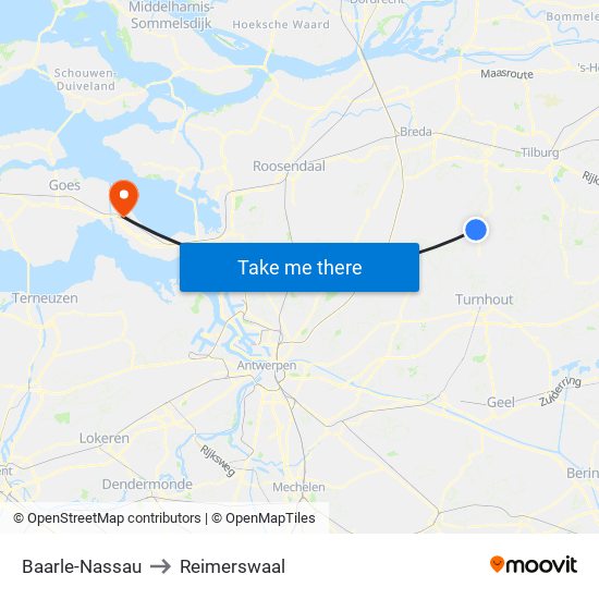 Baarle-Nassau to Reimerswaal map