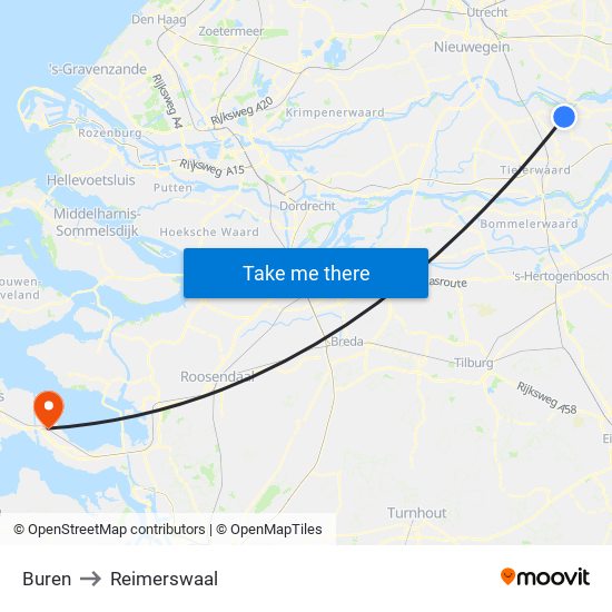 Buren to Reimerswaal map