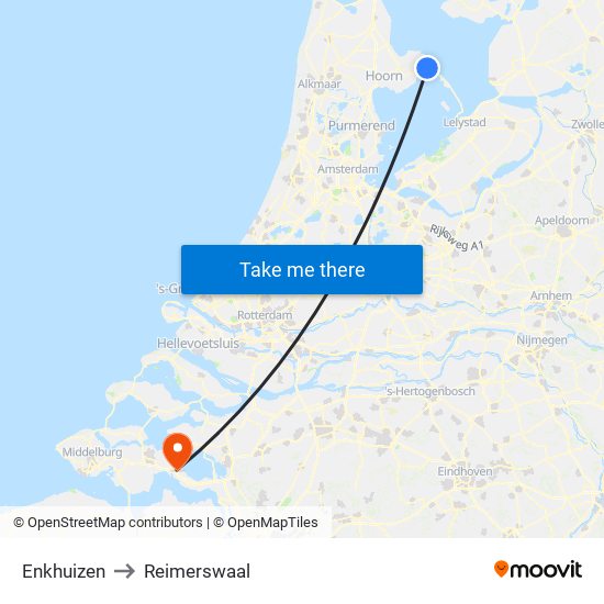 Enkhuizen to Reimerswaal map