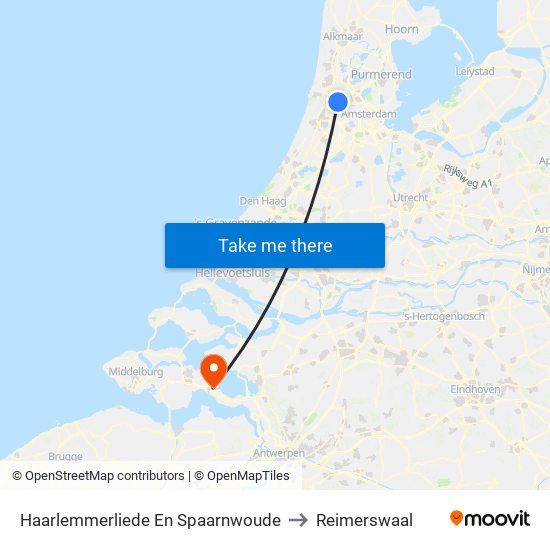 Haarlemmerliede En Spaarnwoude to Reimerswaal map