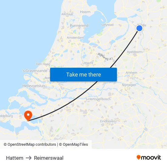 Hattem to Reimerswaal map